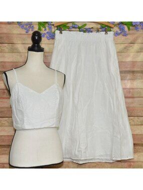 Universal Thread White Eyelet Midi Skirt & Matching Sleeveless Crop Top Size L